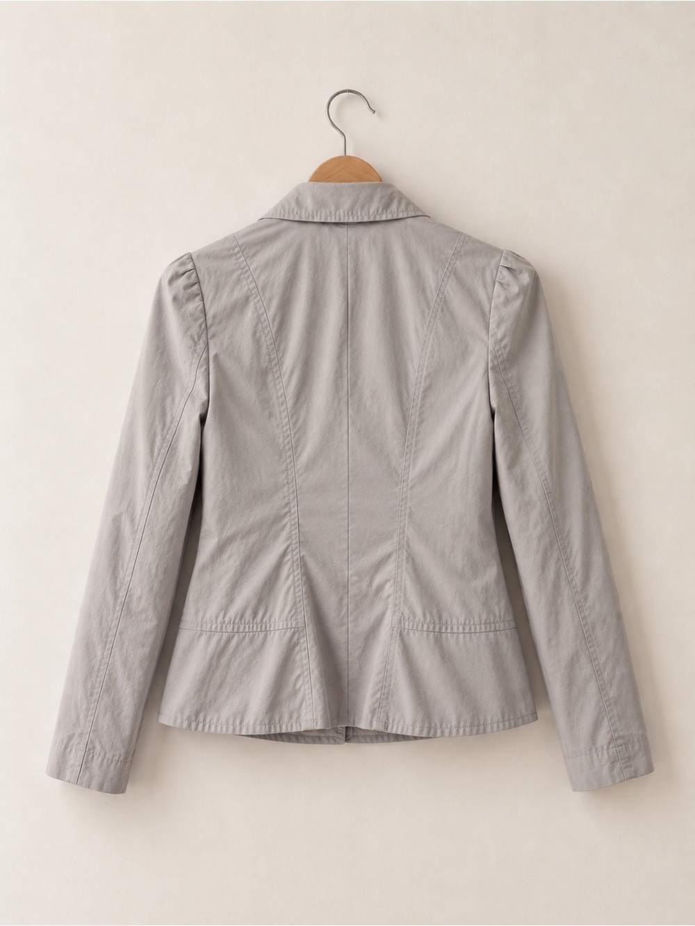 Apostrophe Light Gray Ruffle-Front Blazer - Picture 3 of 8